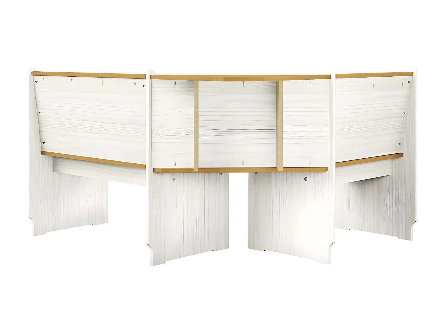 Banc d'angle de jardin 151cm Pin solide Marron miel et blanc