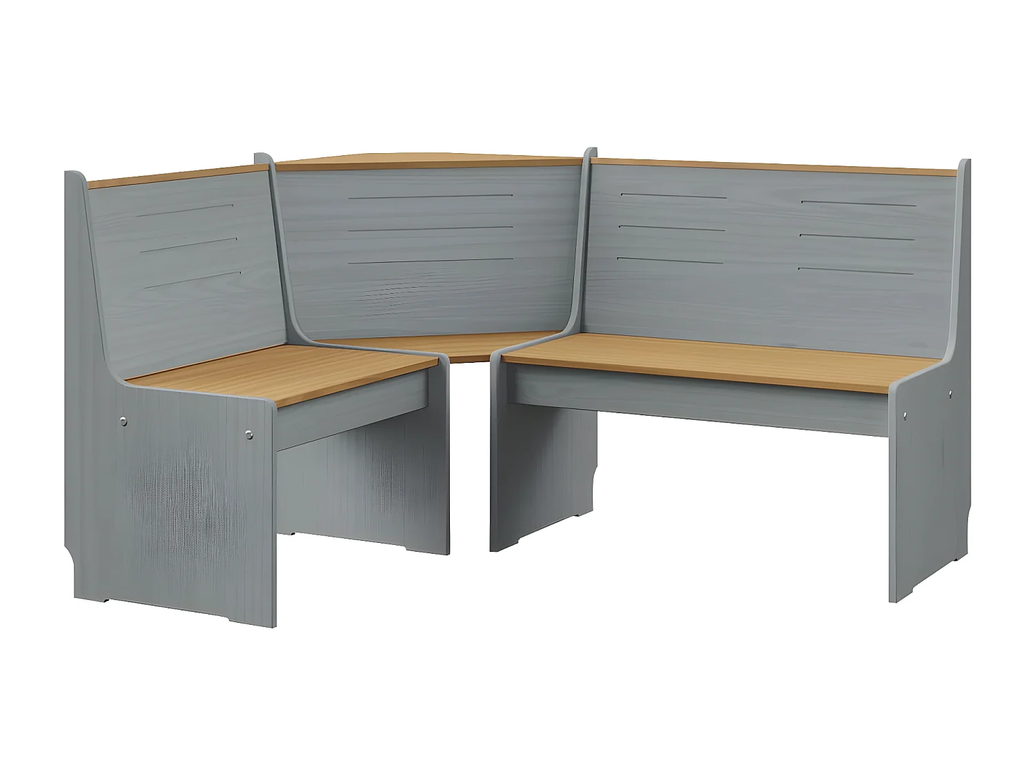 Banc d'angle de jardin 151cm Pin solide Marron miel et gris