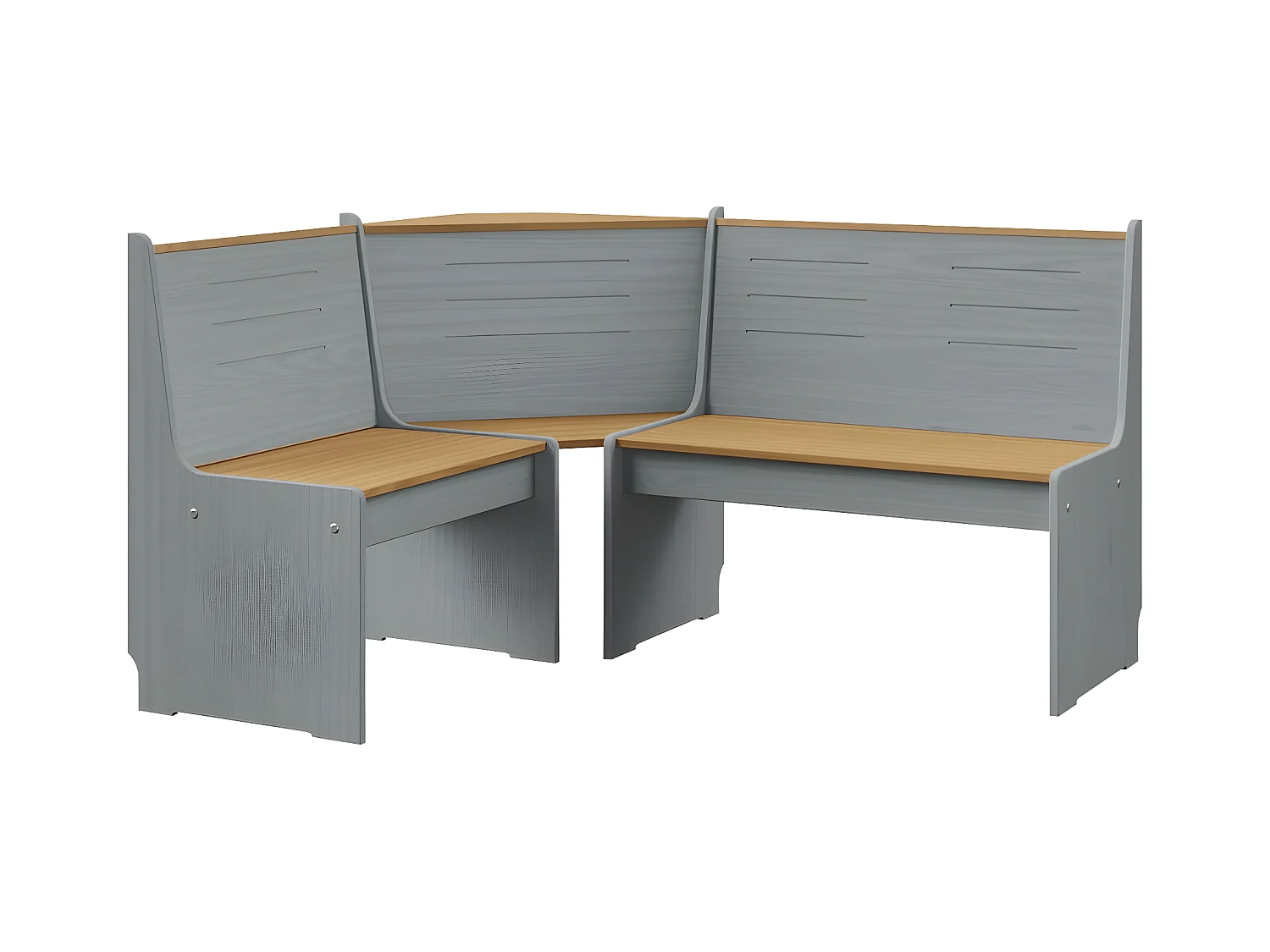 Banc d'angle de jardin 151cm Pin solide Marron miel et gris