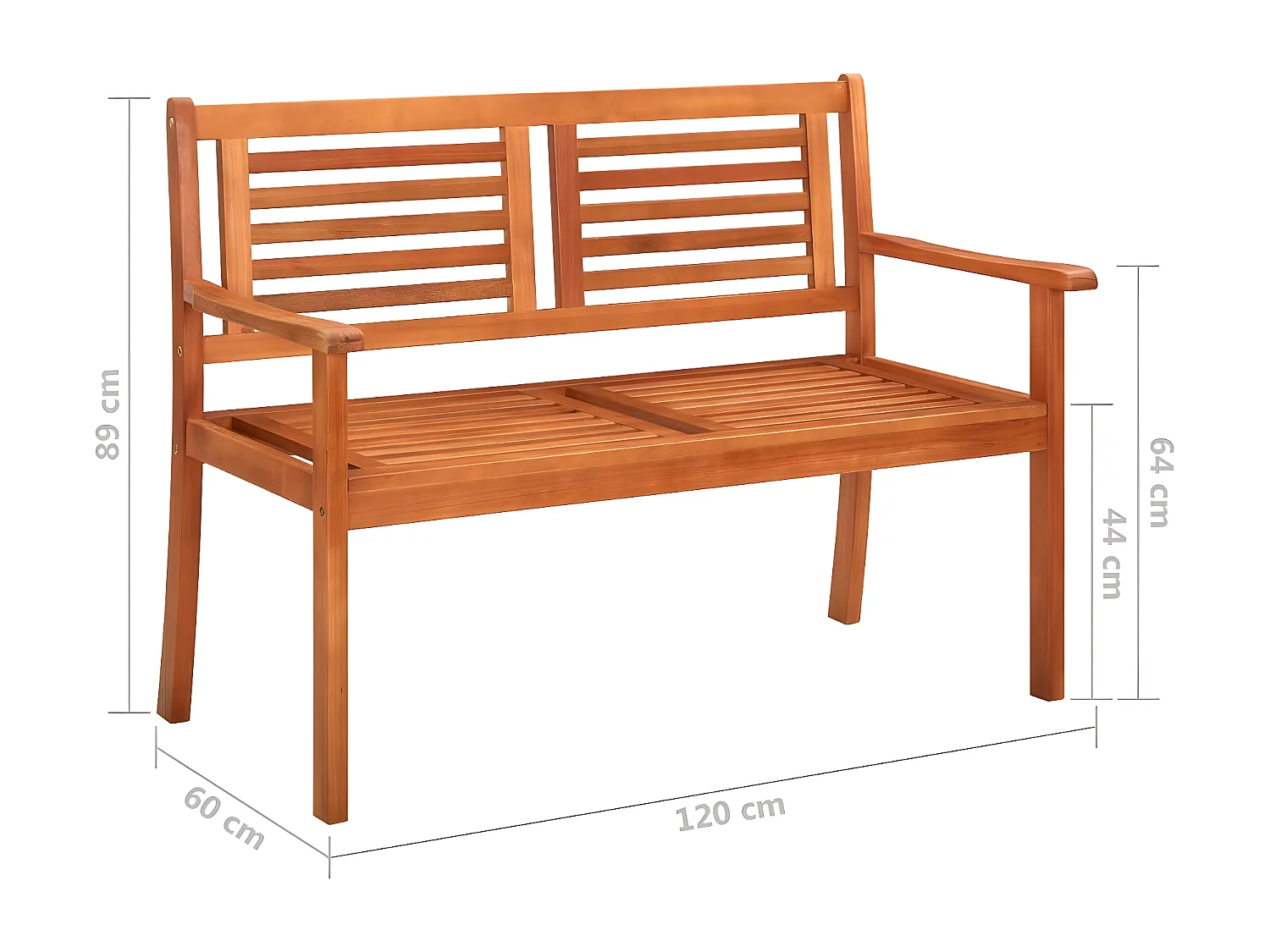 Banc de jardin 2 places avec coussin 120cm Bois d'eucalyptus 24