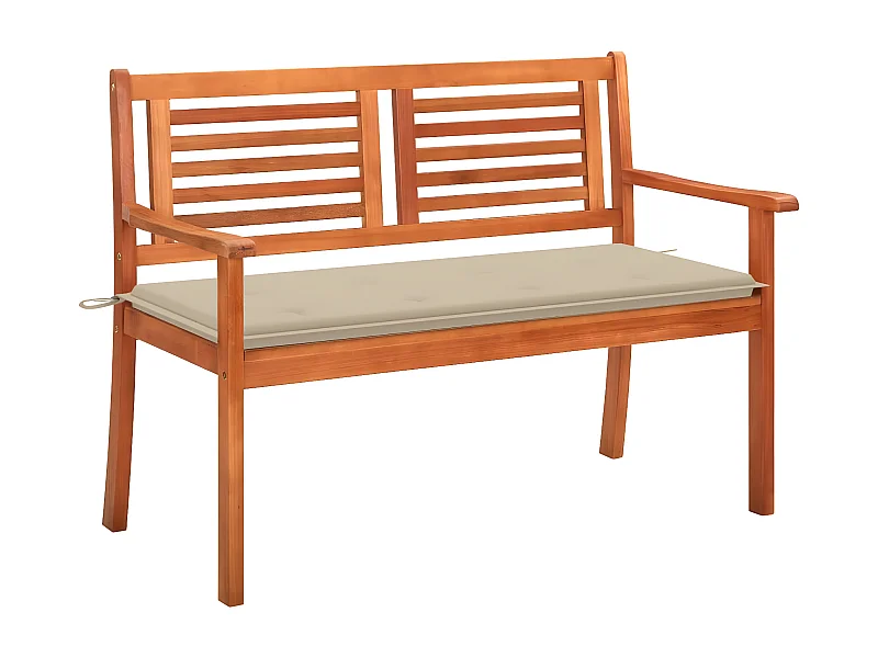 Banc de jardin 2 places avec coussin 120cm Bois d'eucalyptus 24