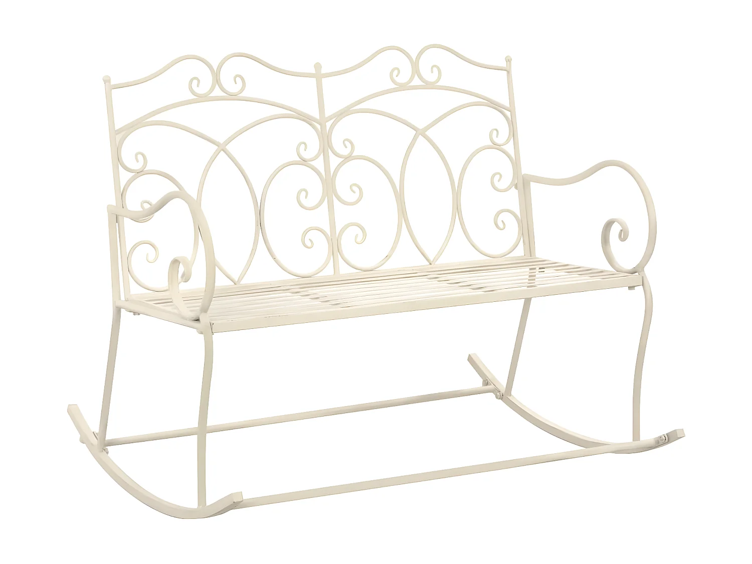 Banc de jardin 104cm Fer Blanc antique
