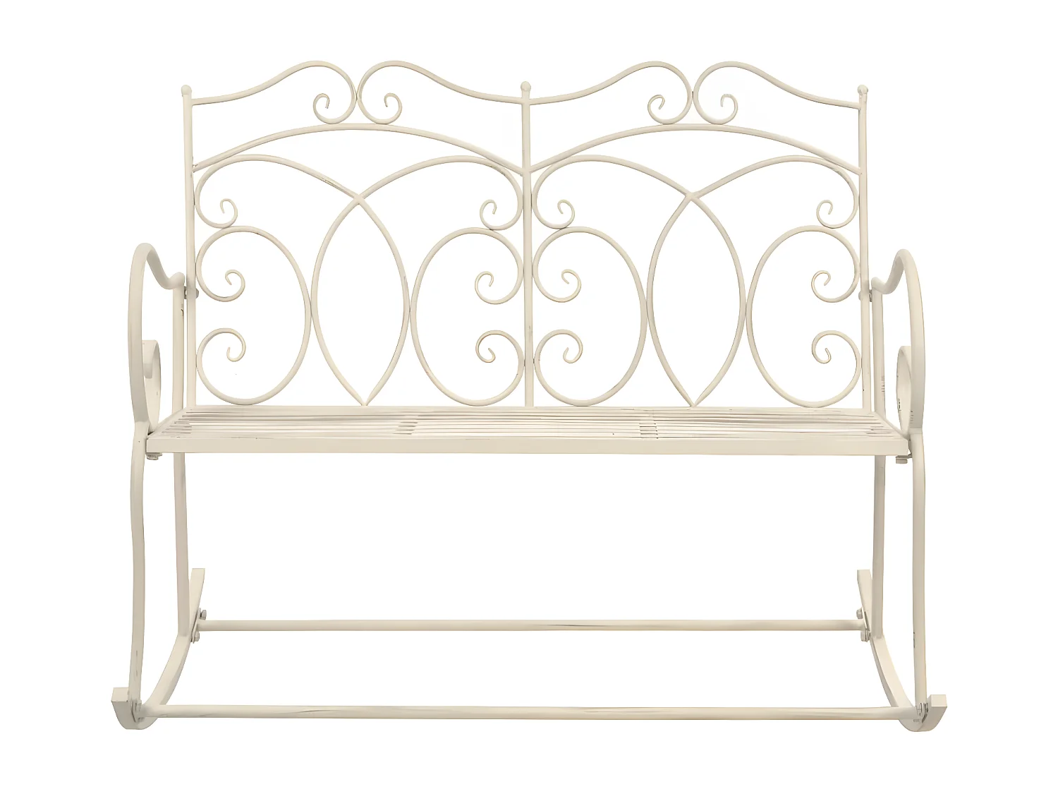 Banc de jardin 104cm Fer Blanc antique