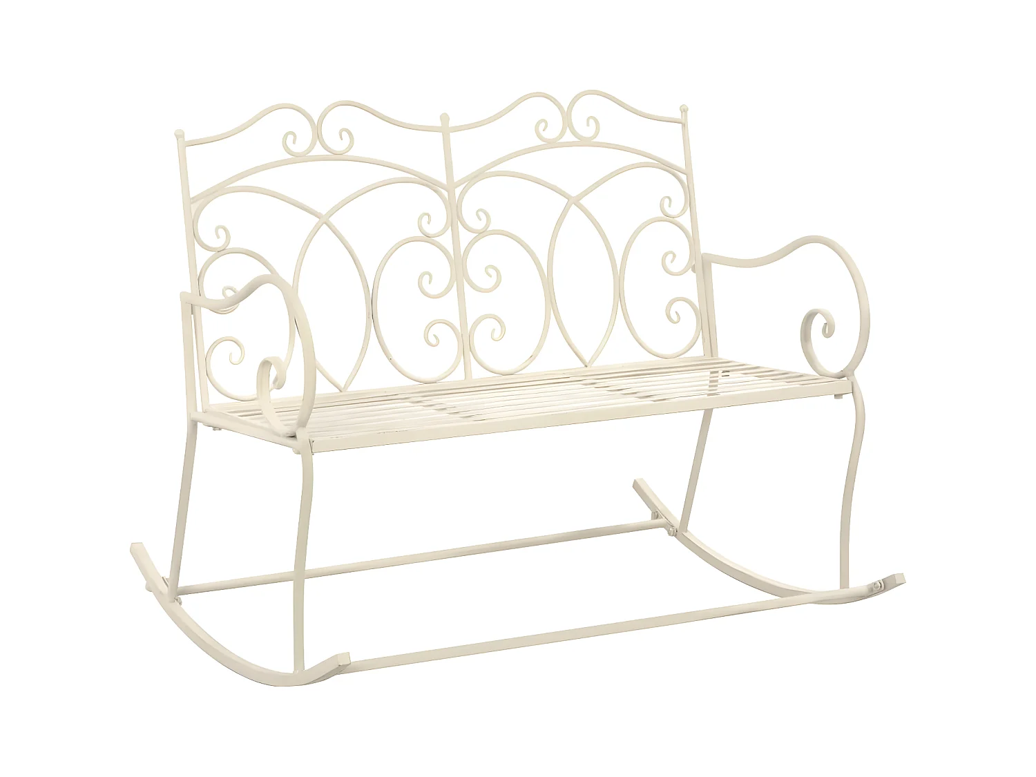 Banc de jardin 104cm Fer Blanc antique