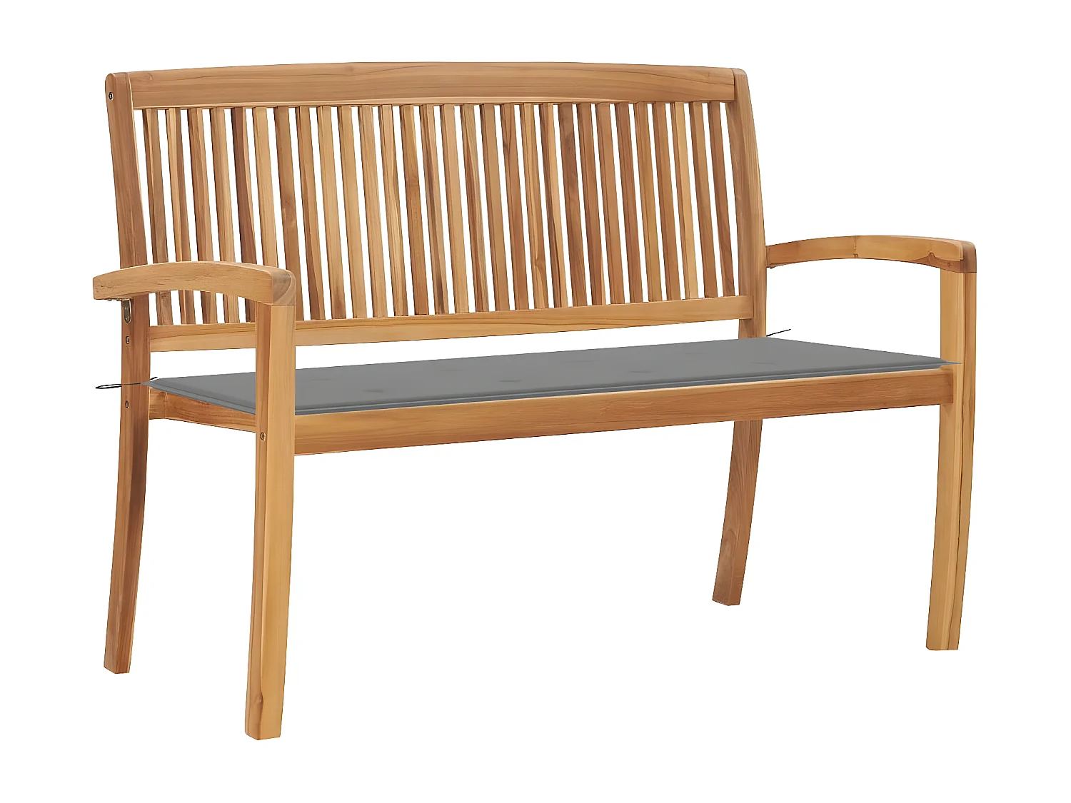 Banc de jardin empilable et coussin 128,5cm Bois de teck massif 15