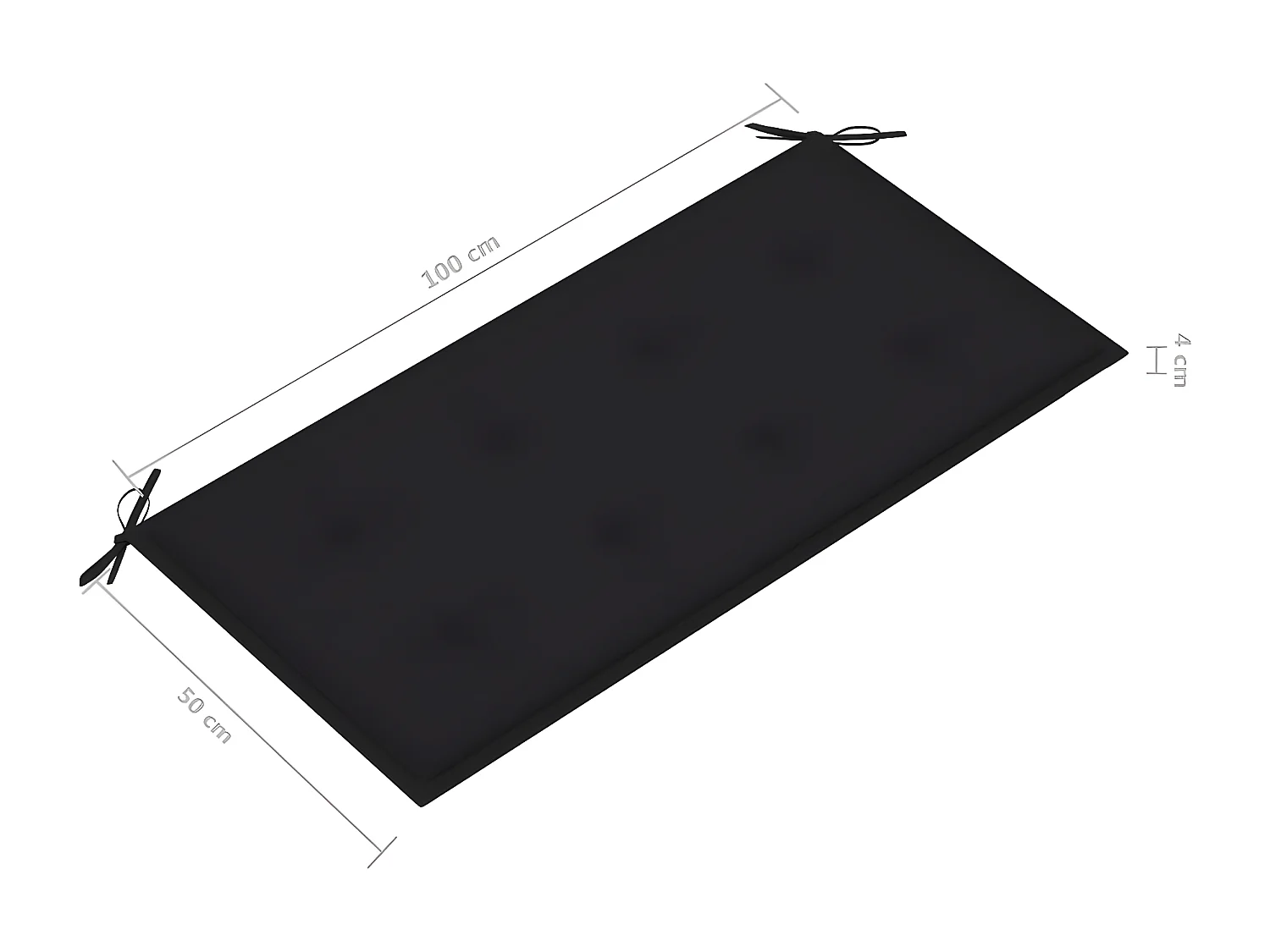 Banc de jardin avec coussin noir 112cm Bois de teck massif 2