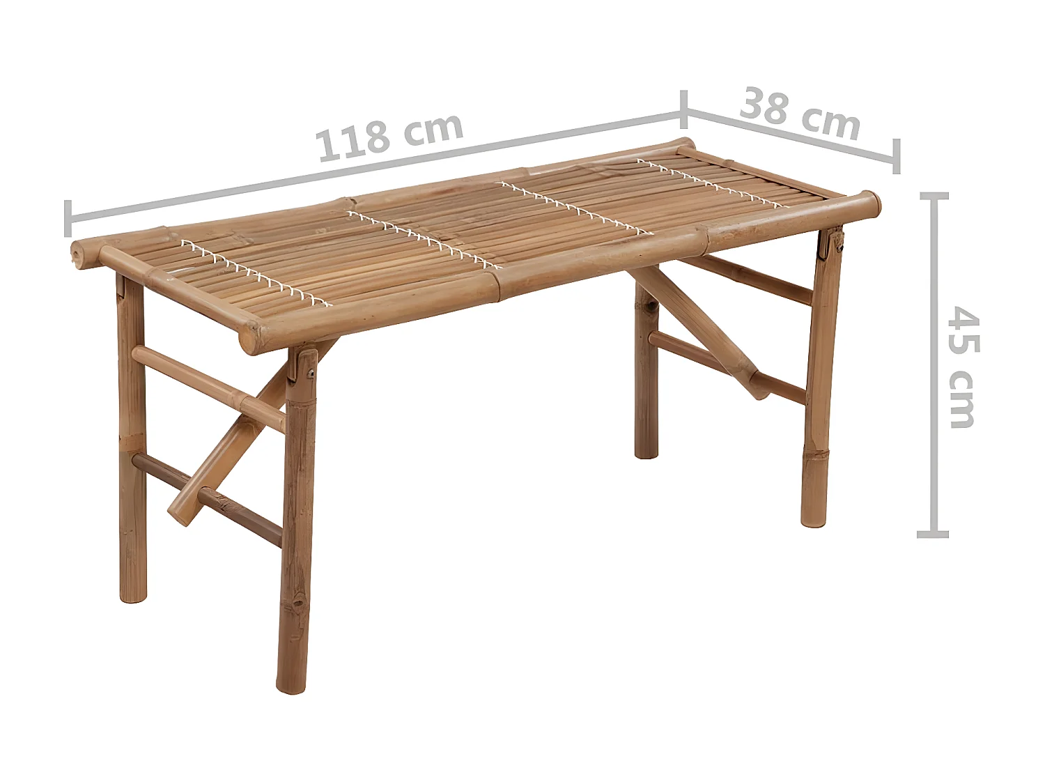 Banc de jardin pliable avec coussin 118cm Bambou 20