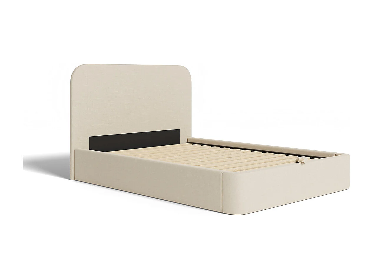 Lit coffre tissu beige 180x200cm