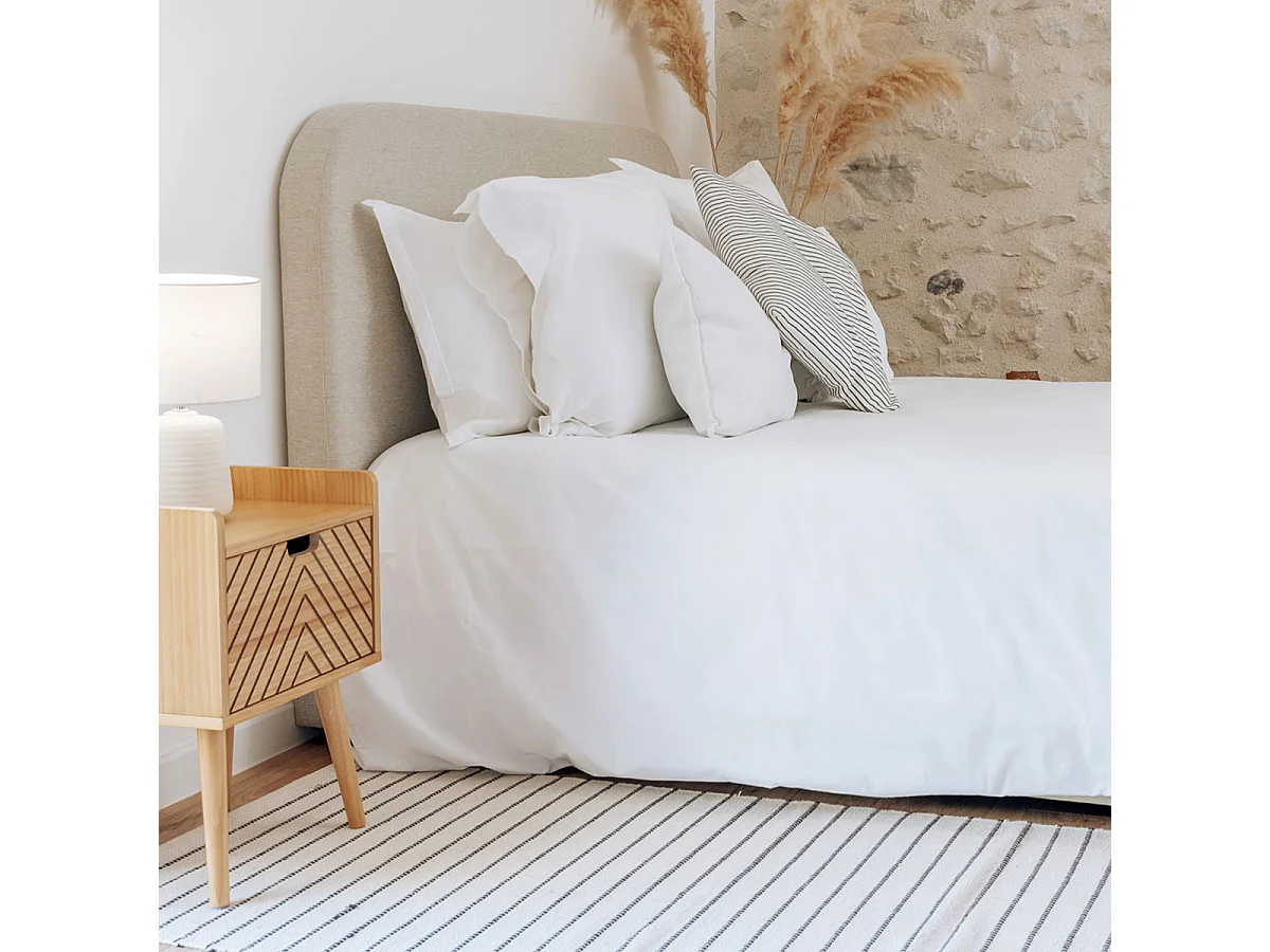 Lit coffre tissu beige 180x200cm