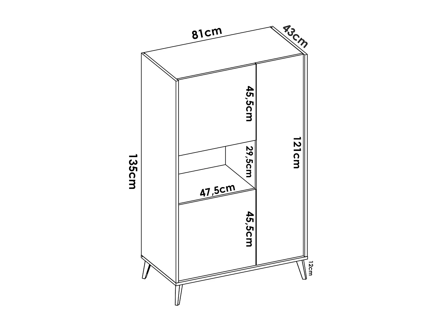 Ensemble de salon avec meuble bas TV + buffet avec 3 portes coloris chêne naturel, blanc