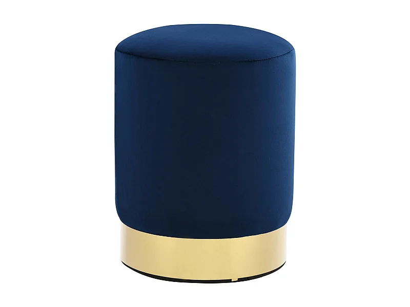 Tabouret bas design velours bleu marine et metal doré Sinza