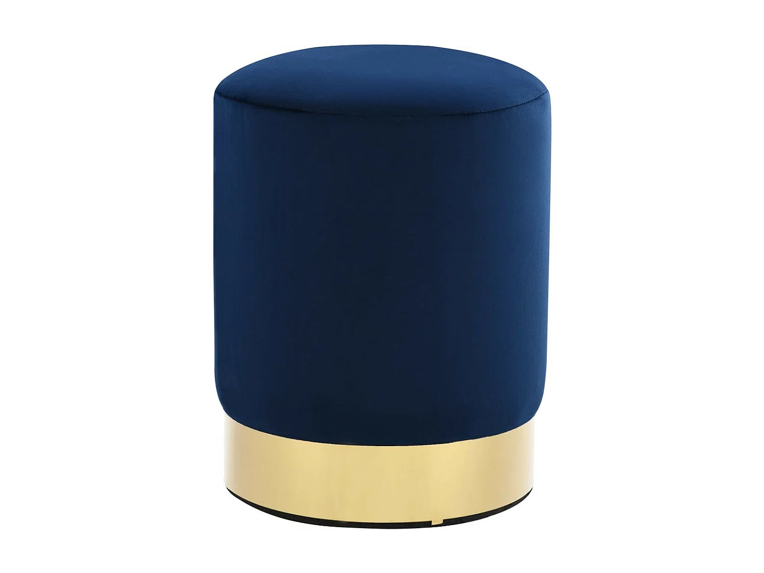 Tabouret bas design velours bleu marine et metal doré Sinza