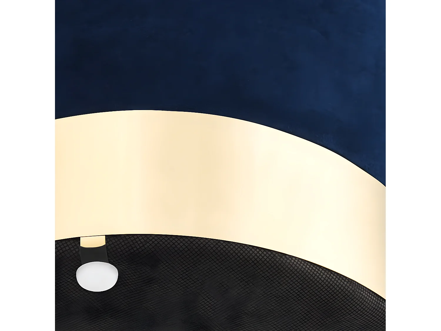 Tabouret bas design velours bleu marine et metal doré Sinza