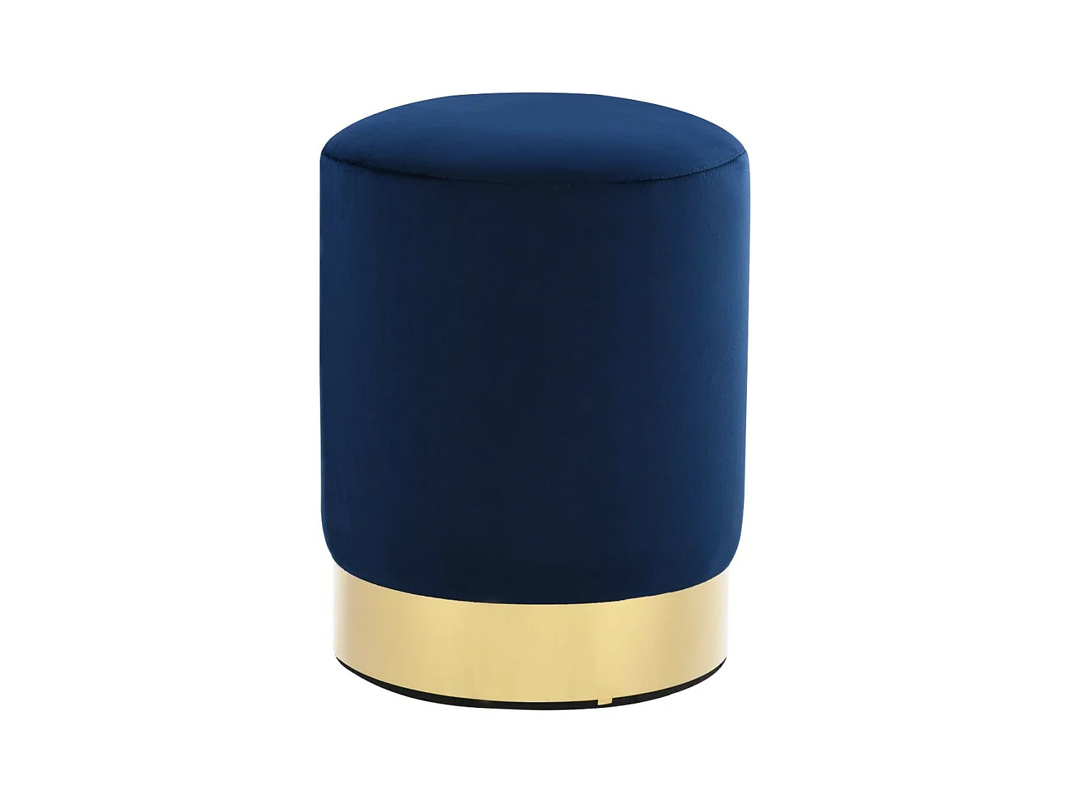 Tabouret bas design velours bleu marine et metal doré Sinza