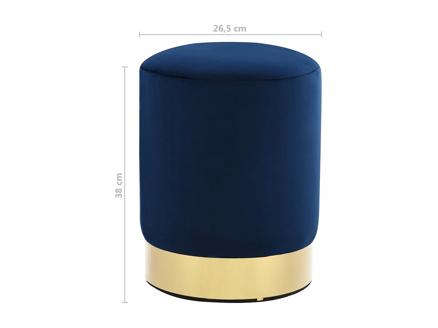 Tabouret bas design velours bleu marine et metal doré Sinza