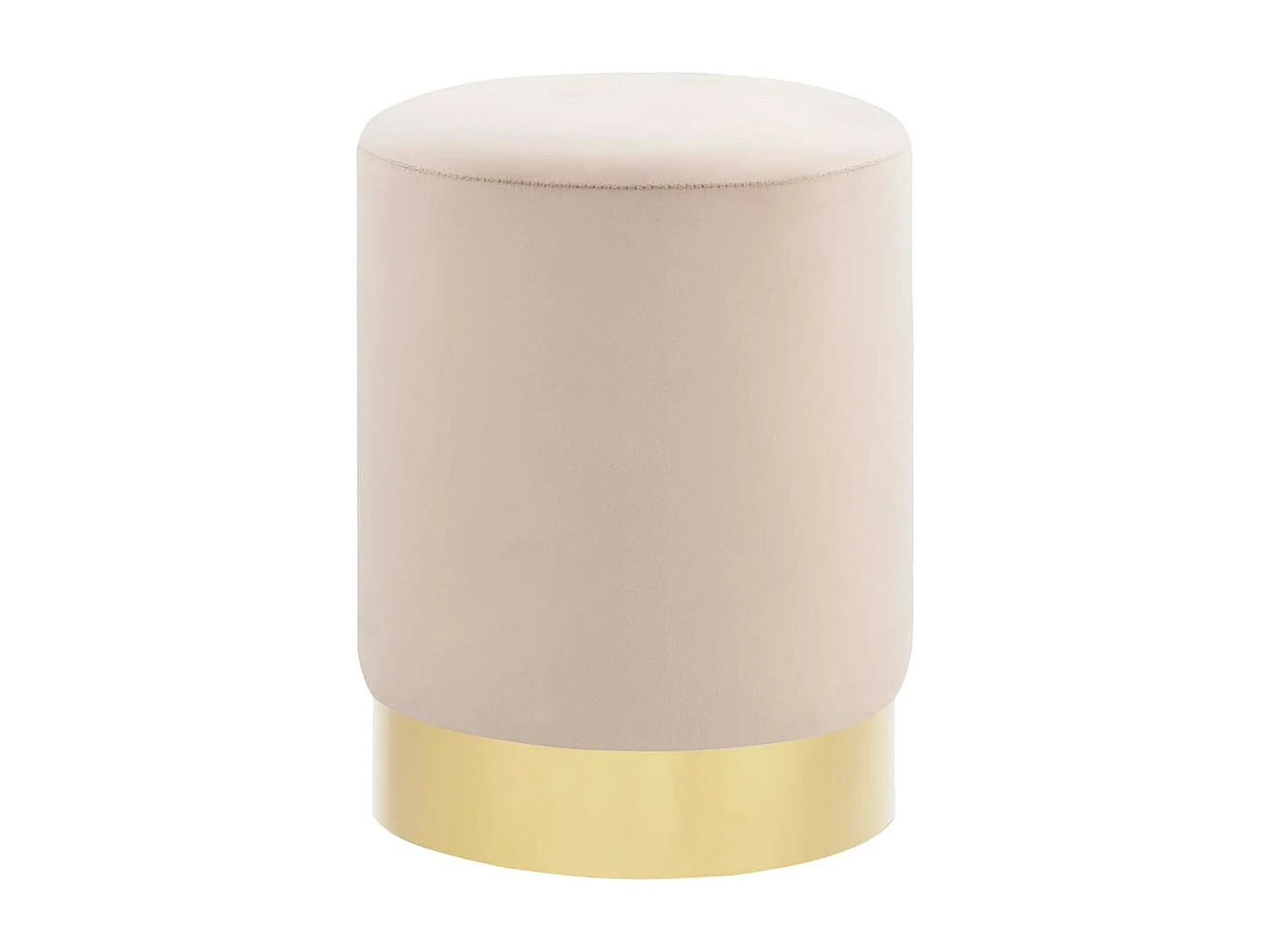 Tabouret bas design velours abricot et metal doré Sinza