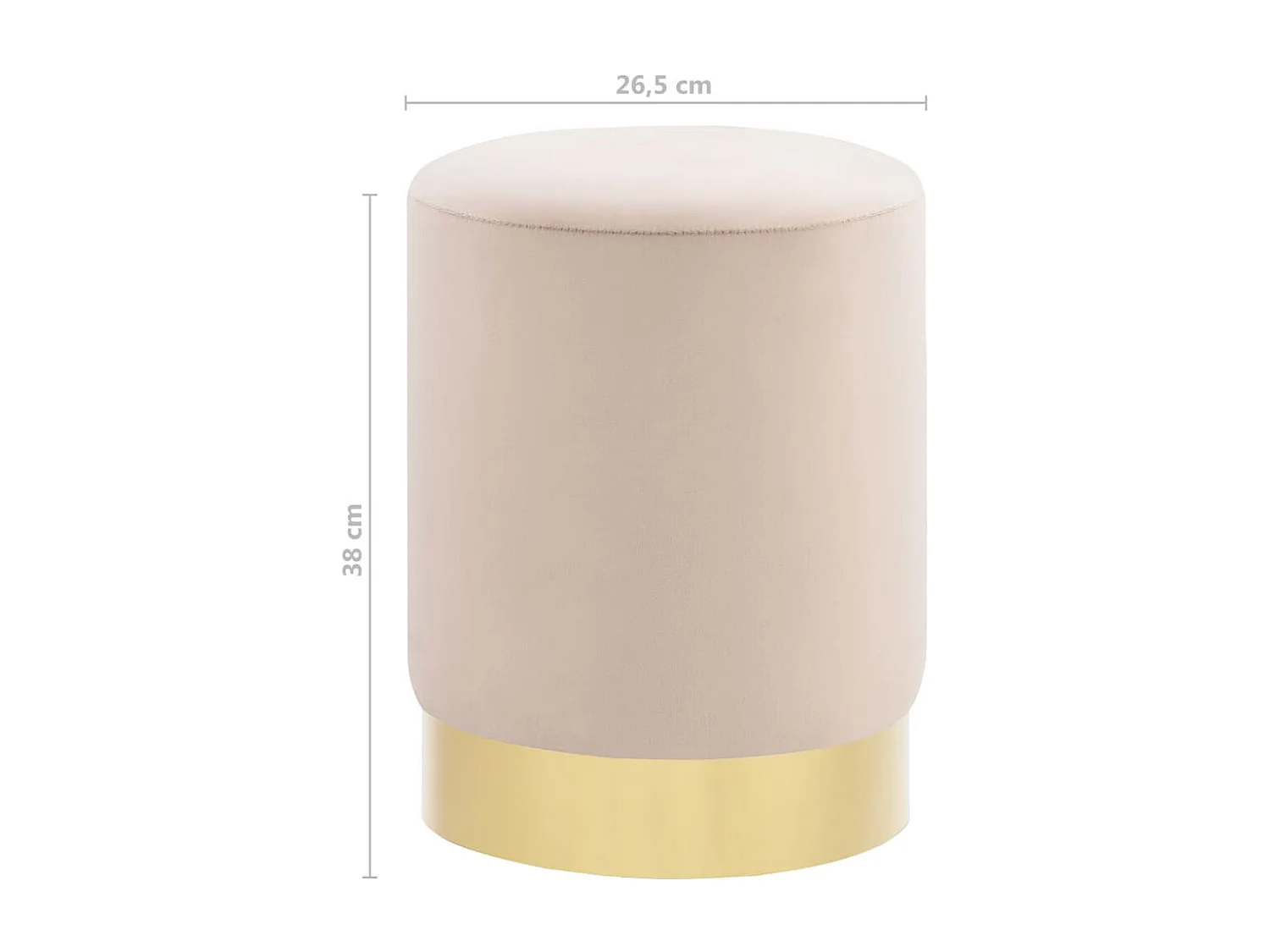 Tabouret bas design velours abricot et metal doré Sinza