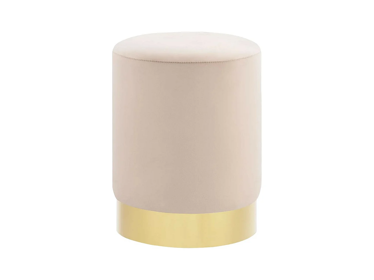 Tabouret bas design velours abricot et metal doré Sinza