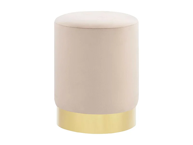 Tabouret bas design velours abricot et metal doré Sinza
