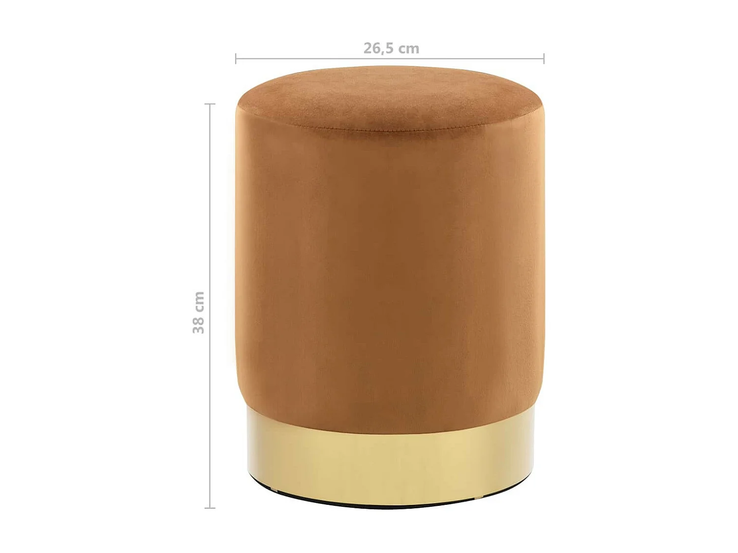 Tabouret bas design velours brun et metal doré Sinza