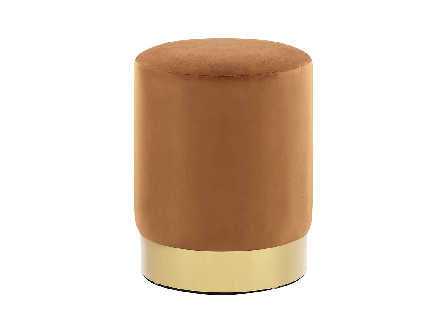 Tabouret bas design velours brun et metal doré Sinza