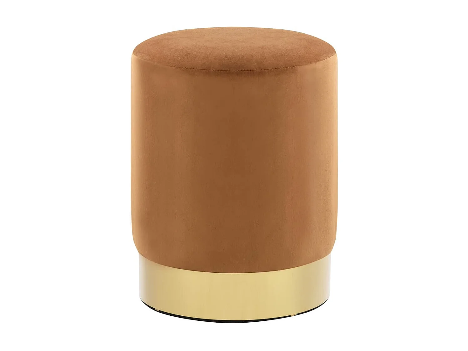 Tabouret bas design velours brun et metal doré Sinza