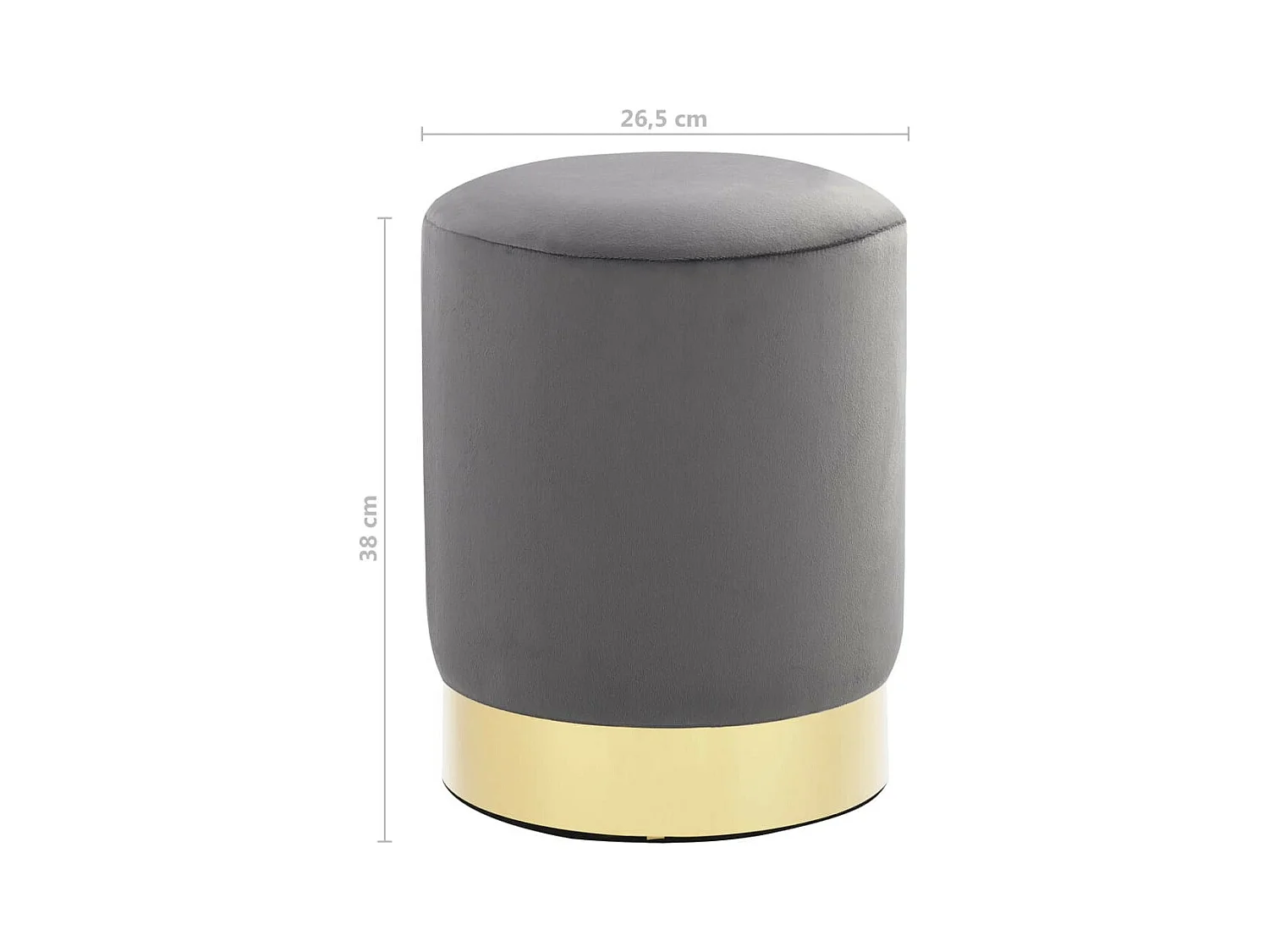 Tabouret bas design velours gris foncé et metal doré Sinza