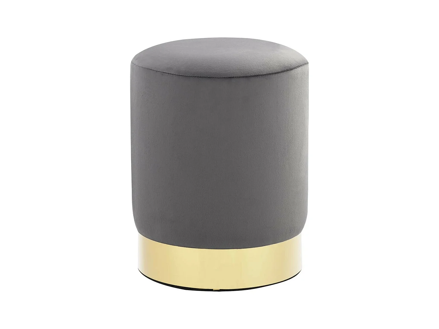 Tabouret bas design velours gris foncé et metal doré Sinza