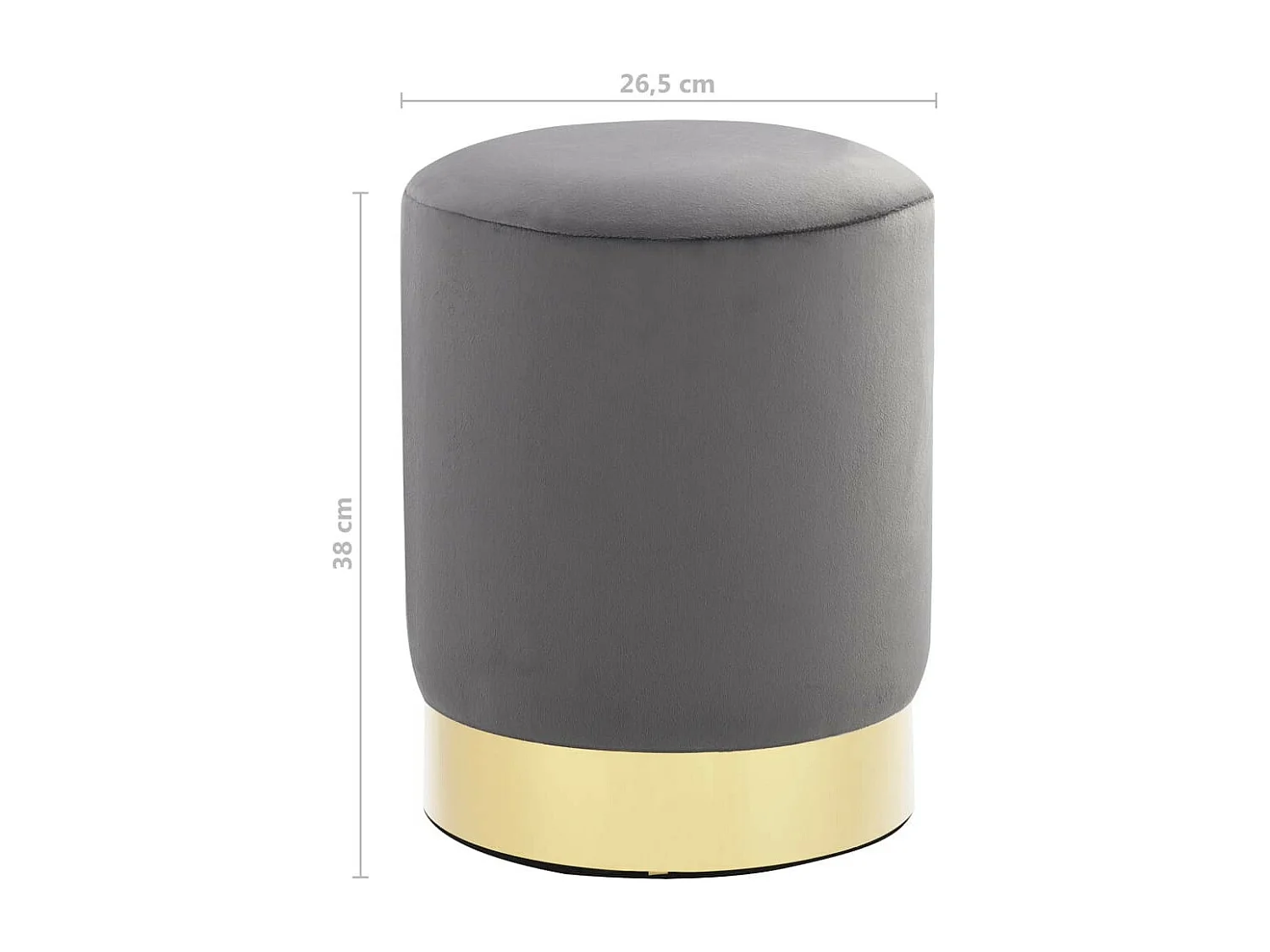 Tabouret bas design velours gris foncé et metal doré Sinza