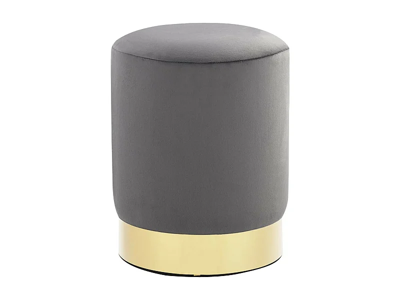 Tabouret bas design velours gris foncé et metal doré Sinza