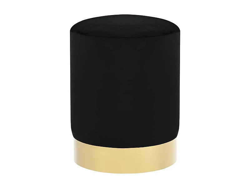 Tabouret bas design velours noir et metal doré Sinza