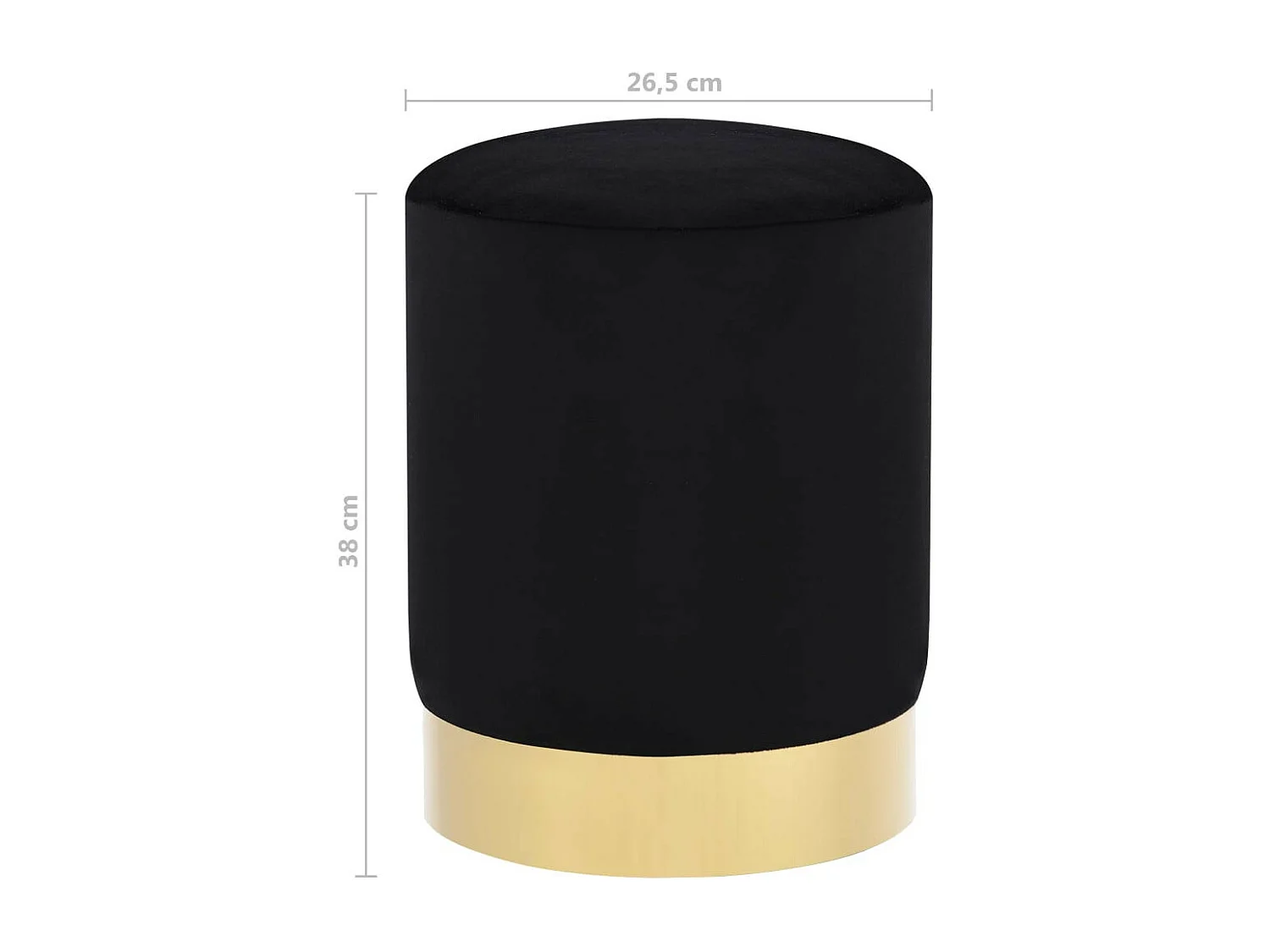 Tabouret bas design velours noir et metal doré Sinza