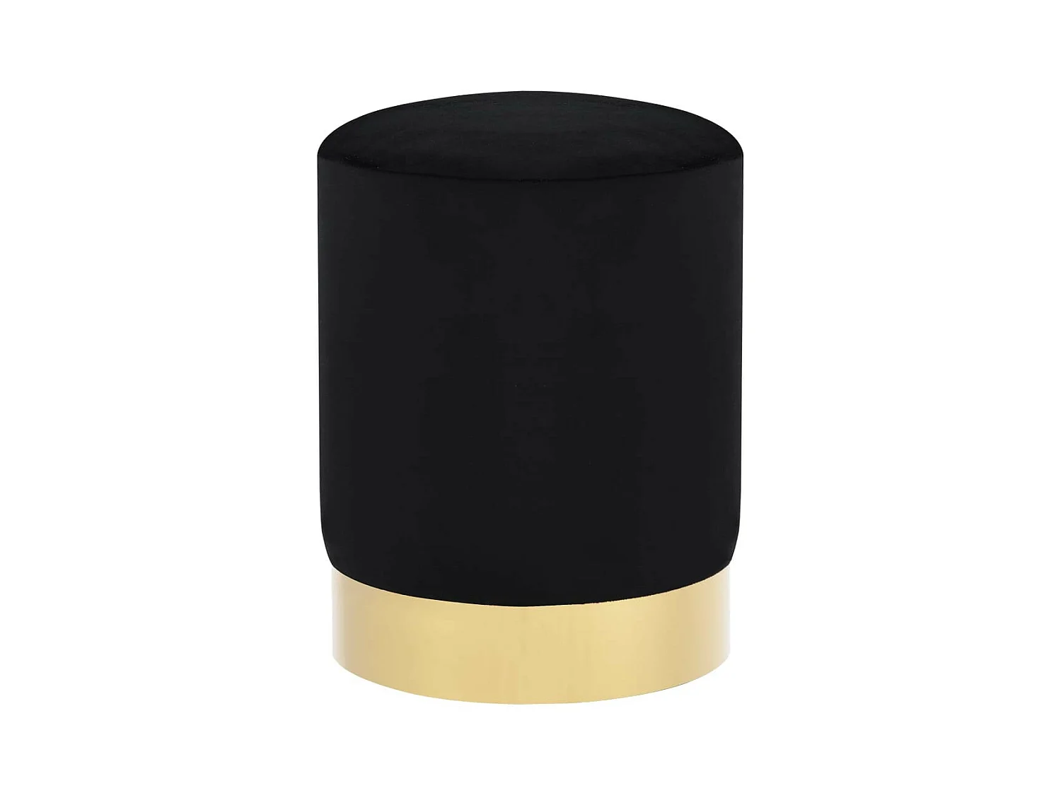 Tabouret bas design velours noir et metal doré Sinza
