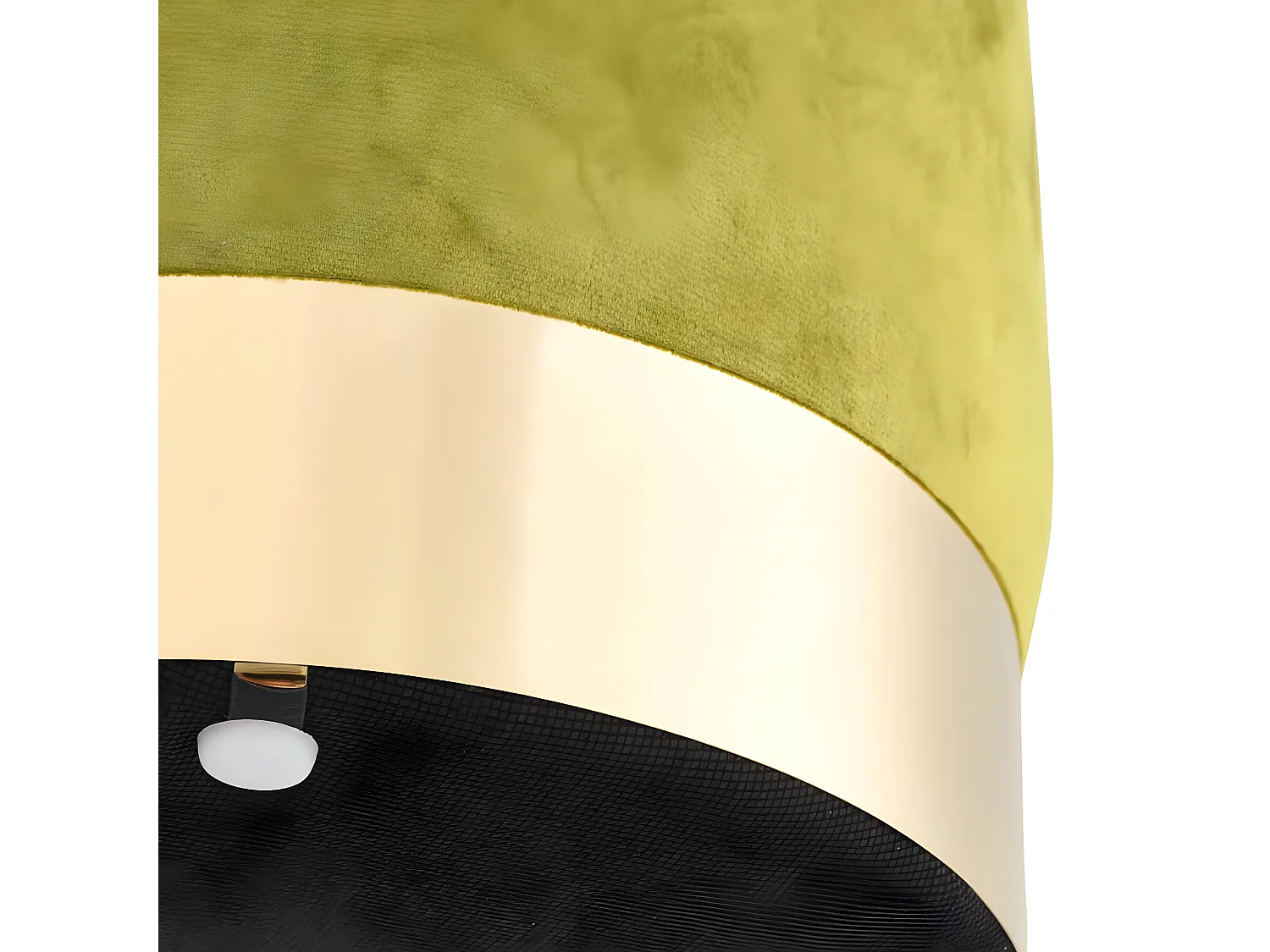 Tabouret bas design velours vert anis et metal doré Sinza