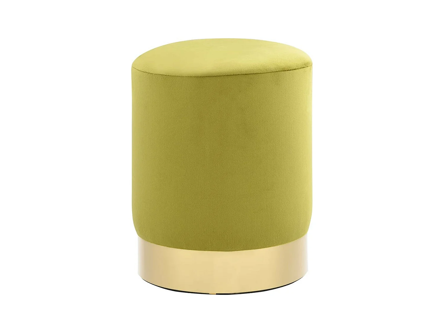 Tabouret bas design velours vert anis et metal doré Sinza