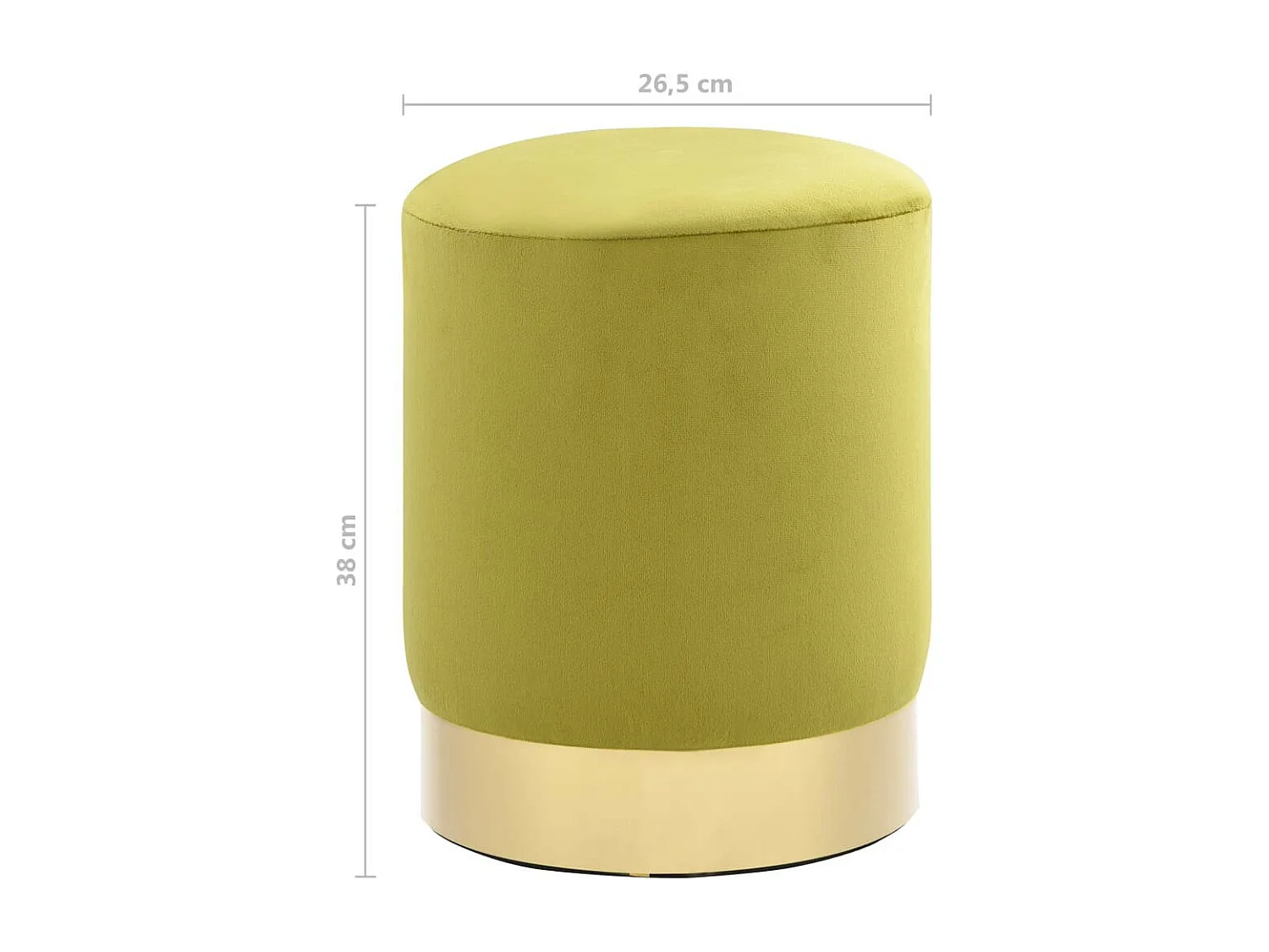 Tabouret bas design velours vert anis et metal doré Sinza