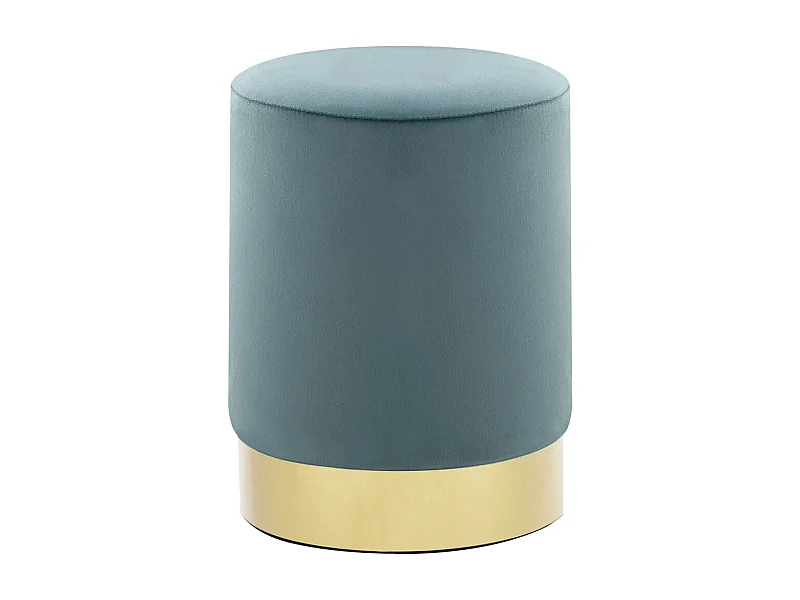 Tabouret bas design velours bleu clair et metal doré Sinza