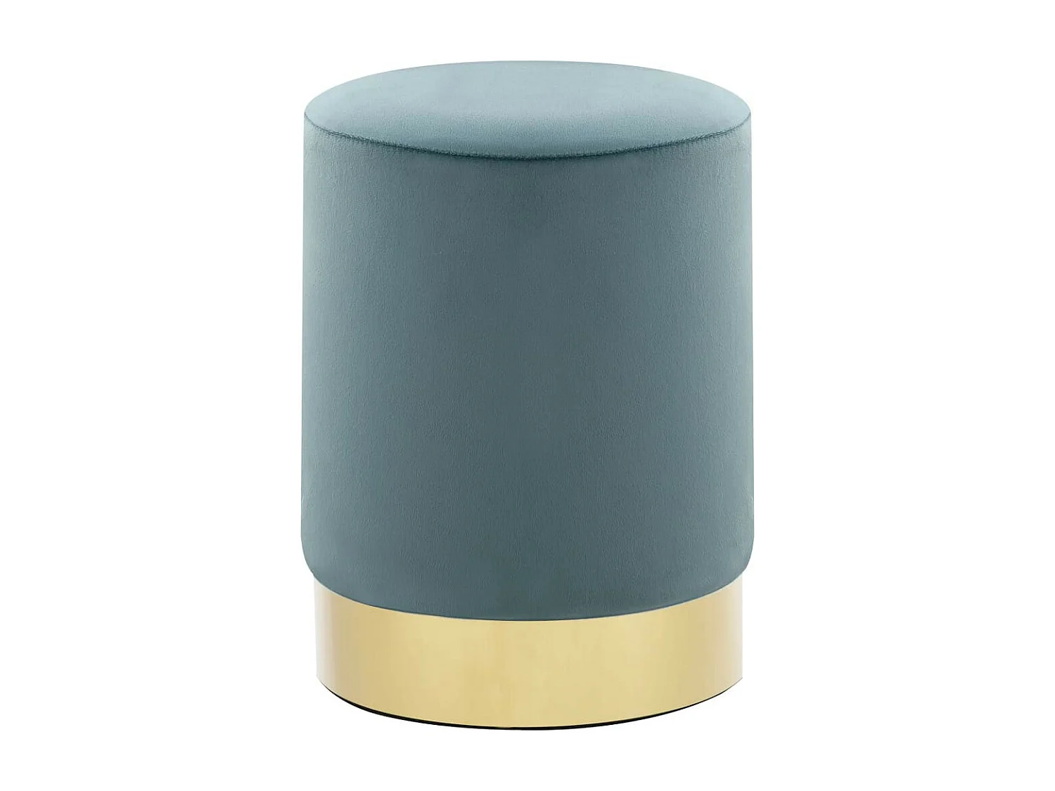 Tabouret bas design velours bleu clair et metal doré Sinza