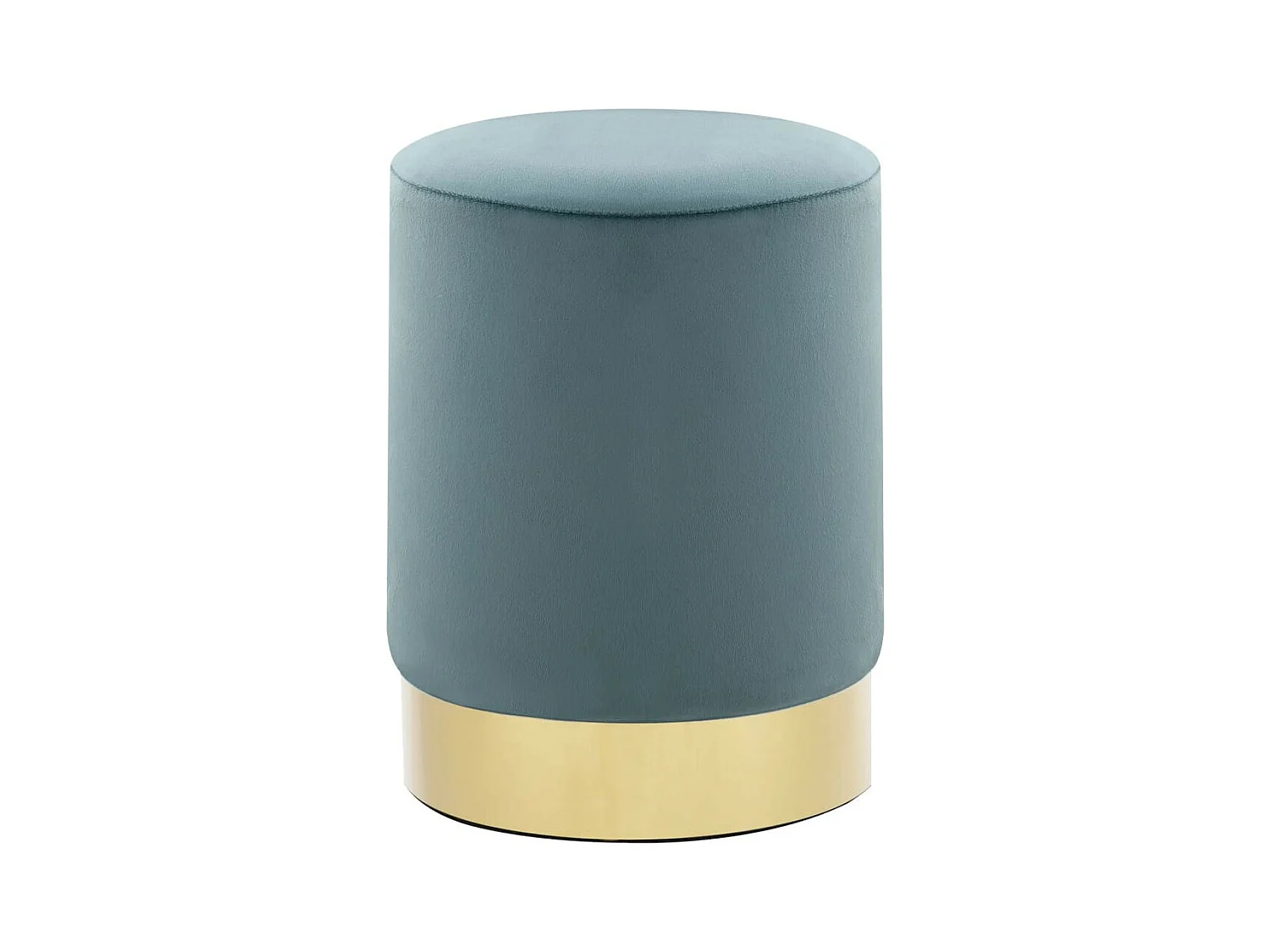 Tabouret bas design velours bleu clair et metal doré Sinza