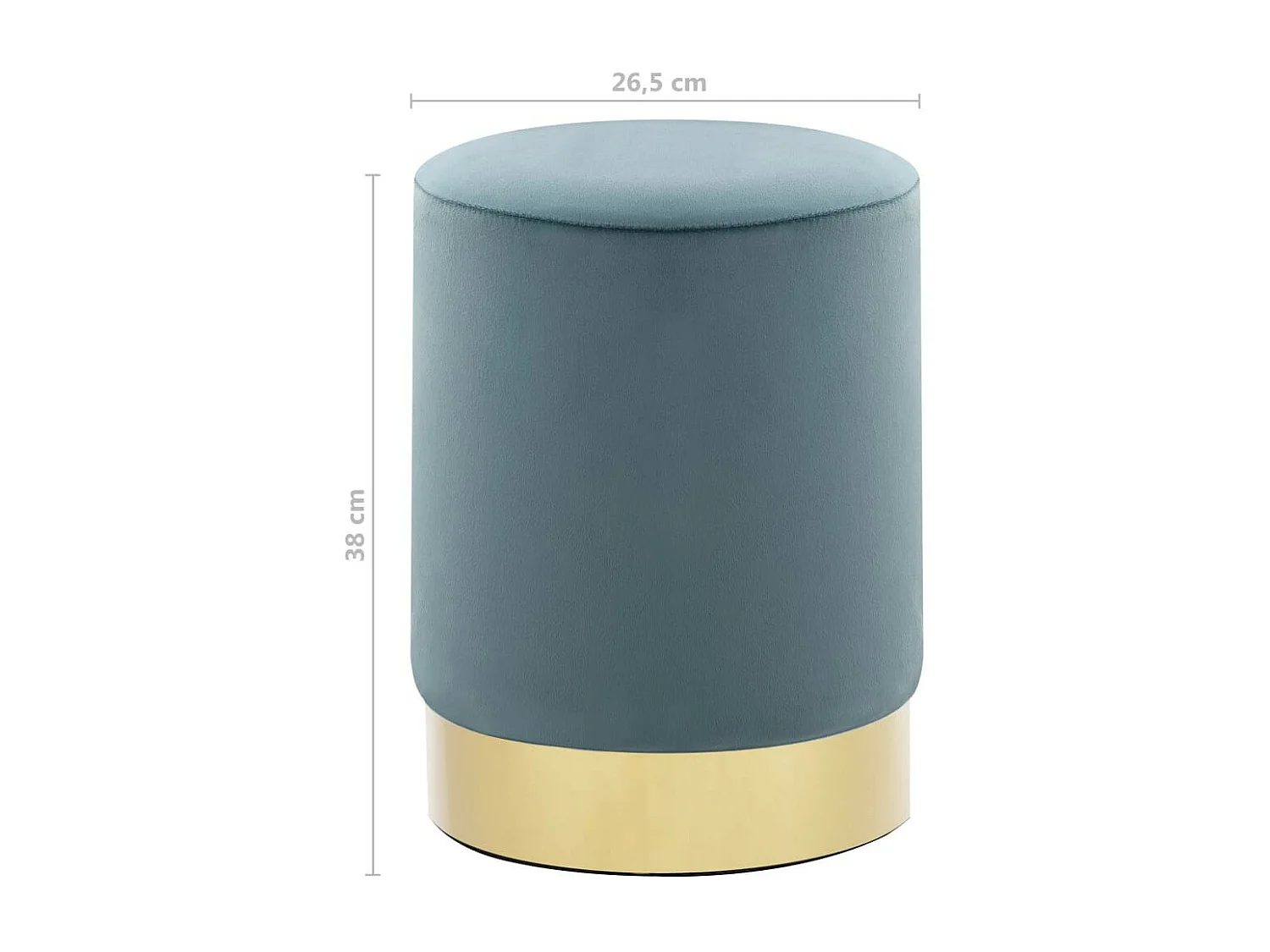 Tabouret bas design velours bleu clair et metal doré Sinza