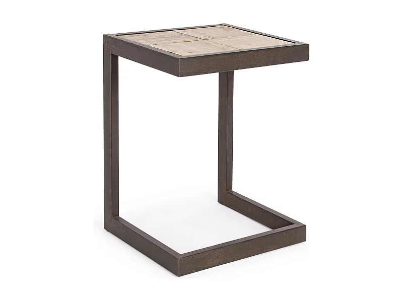 Tabouret en acier noir et assise en bois Bibo - Lot de 2