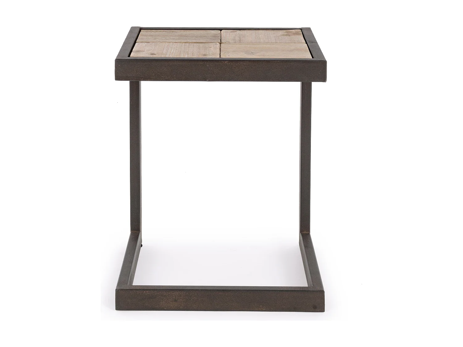 Tabouret en acier noir et assise en bois Bibo - Lot de 2