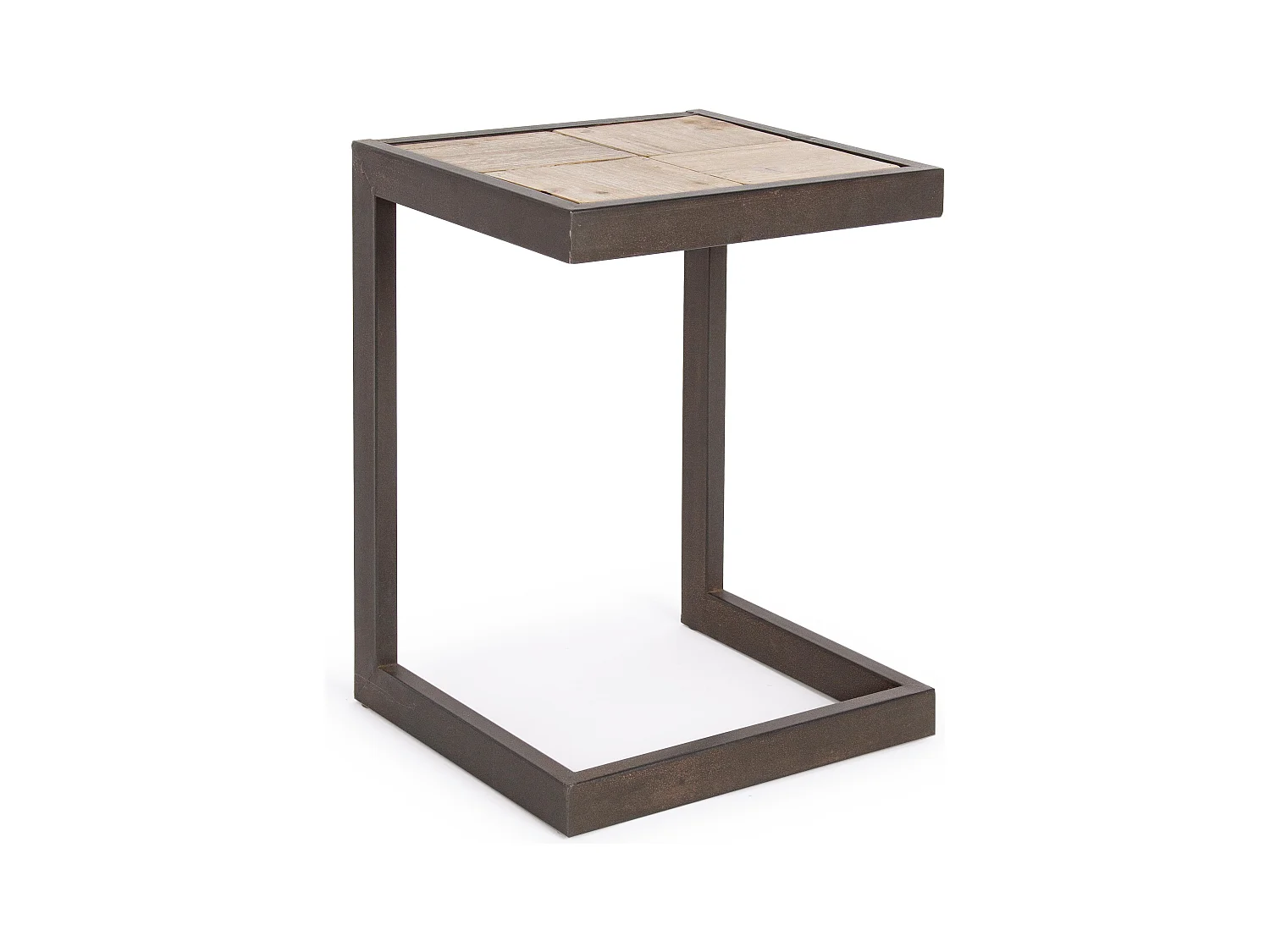 Tabouret en acier noir et assise en bois Bibo - Lot de 2