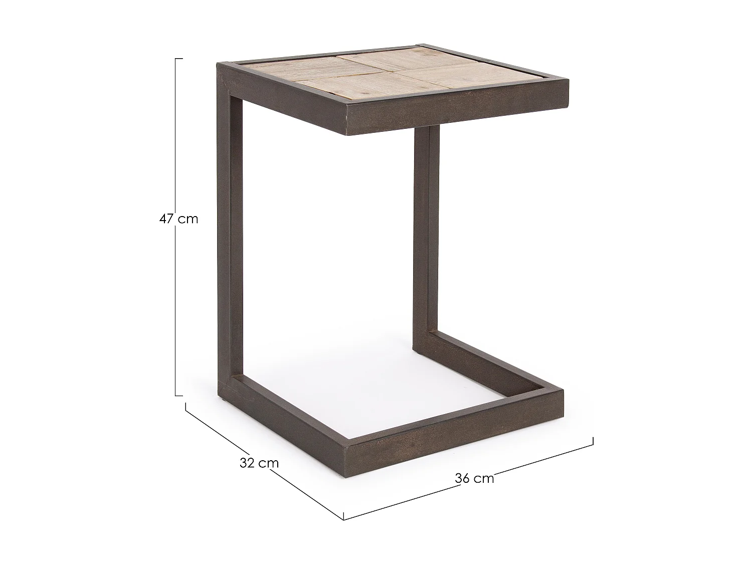 Tabouret en acier noir et assise en bois Bibo - Lot de 2