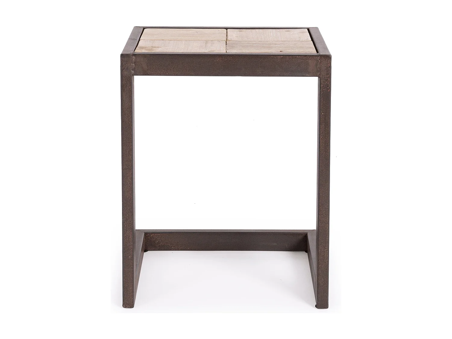 Tabouret en acier noir et assise en bois Bibo - Lot de 2