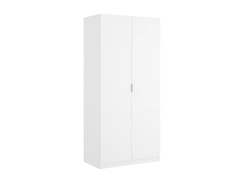 Armoire, meuble de rangement en bois mélaminé avec 2 portes coloris blanc - Longueur 81 x Profondeur 52 x Hauteur 184 cm