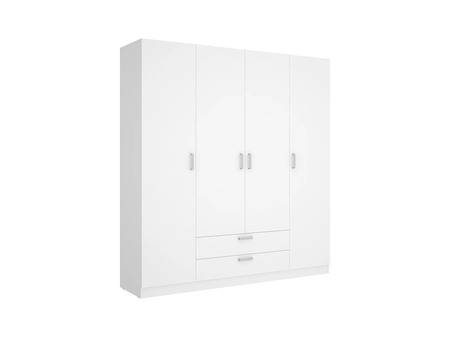 Armoire, meuble de rangement en bois mélaminé avec 4 portes et 2 tiroirs coloris blanc - Longueur 200 x Profondeur 52 x Hauteur 215 cm