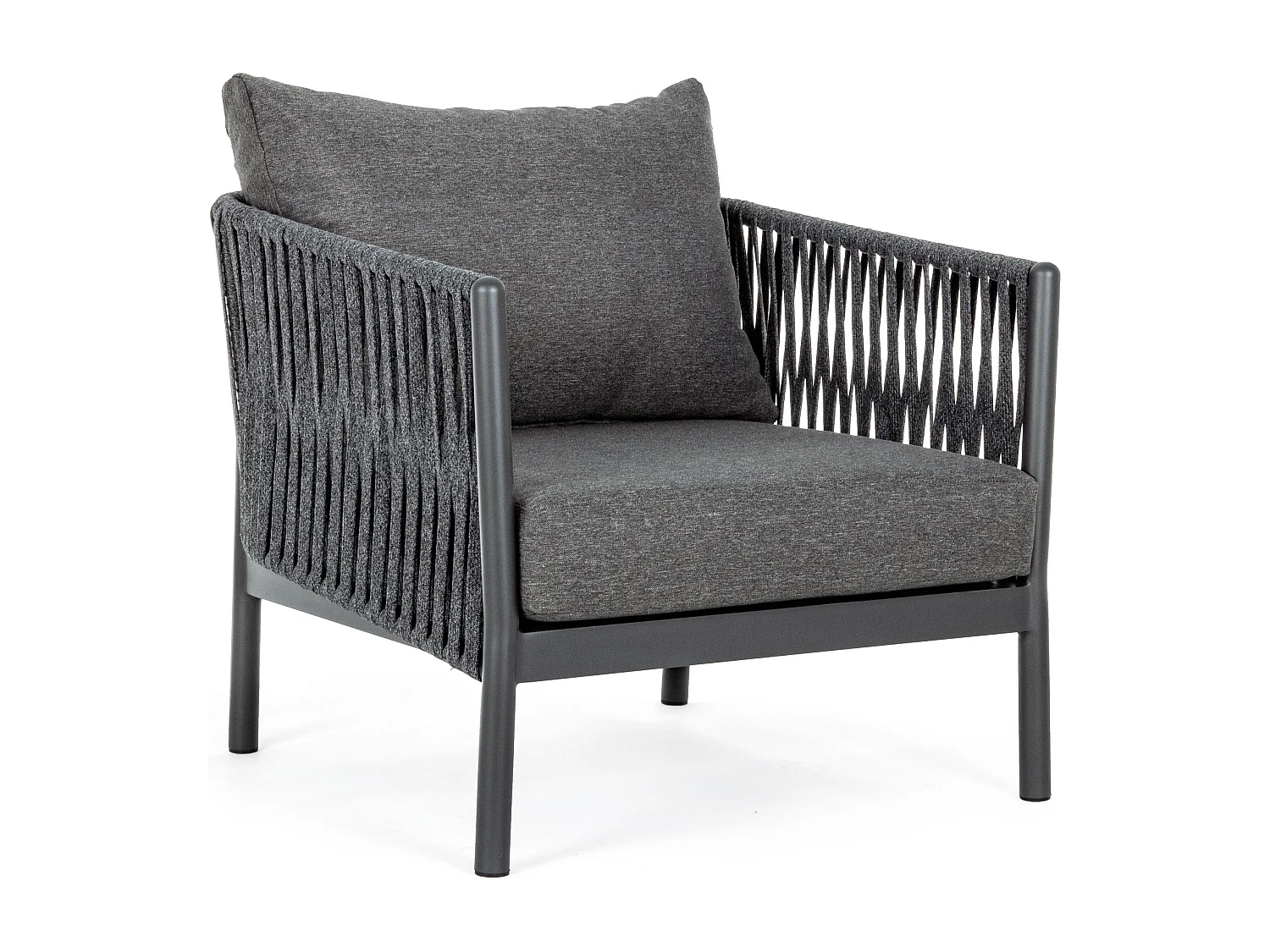 Fauteuil de jardin aluminium et tressage de cordes anthracite Flora