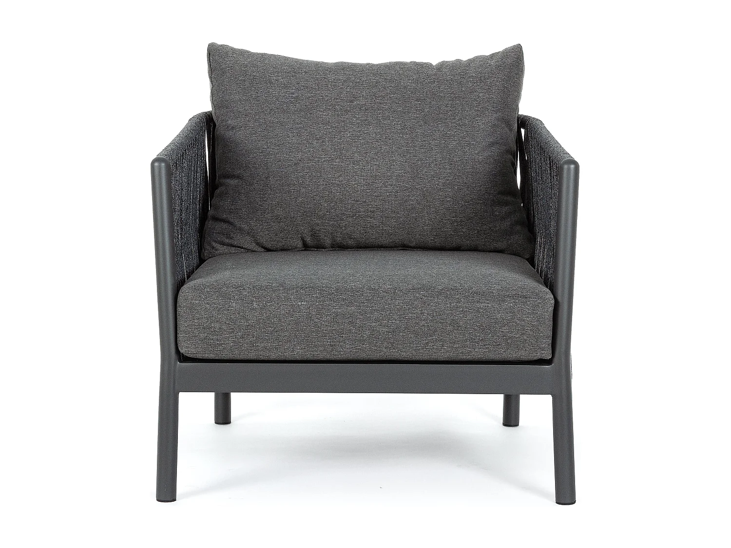 Fauteuil de jardin aluminium et tressage de cordes anthracite Flora