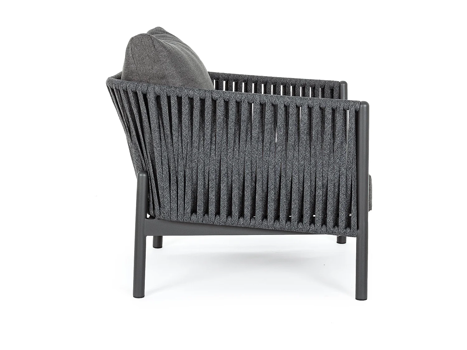 Fauteuil de jardin aluminium et tressage de cordes anthracite Flora